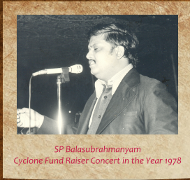 S. P. Balasubrahmanyam at the Cyclone Fund-Raiser Concert, 1978